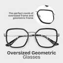 Zeelool Glasses Frames for Women Geometric Blue Light Glasses Fashion Lightweight Designer Eyeglasses Anti UV Levi (Black)