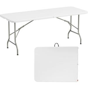 Folding Table, 6 Feet Heavy Duty Fold-in-Half Utility Table Indoor Outdoor for Camping, Picnic, Party