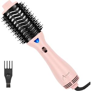 Aima Beauty Blow Dryer Brush - Ionic Ceramic Hot Air Brush for Frizz-Free Straightening & Voluminous Blowout, 2.3/ 60mm Oval Barrel with Nylon Bristles, 360 Surrounded Vent, 3 Heat Settings, Pink