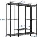 Ulif E3 Heavy Duty Garment Rack, 4 Tiers Freestanding Closet Organizer System with 5 Shelves, Metal Closet Organizer and Storage System for Clothes, Max Load 850lbs, 58.4"W x 15.7"D x 77.3"H, Black