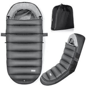 IvyWind Stroller Footmuff, Baby Winter Stroller Bunting Bag with Removable Zipper, Universal Warm Sleeping Bag for Cold Weather, Waterproof & Cozy Fleece Lining for Toddler Infant Kids, Dark Gray (Classic)