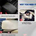 Car Armrest Cushion Pad Auto Center Console Cover with Storage Bag Memory Foam Arm Rest Console Pad Leather Universal Fit for Most Vehicles (Thick Pad, Grey)