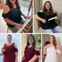 Women's Plus Size Tops Cold Shoulder Dressy Casual Tunics Blouses Lace Summer Short Sleeve Shirts (XXL)