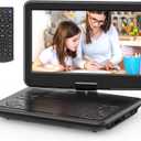 12.5 Portable DVD Player with 10.5 Large HD Screen, 4-6 Hours Rechargeable Battery, Dual Speakers, Region Free, Remote Control, Support Multiple Disc Formats Sync TV, USB/SD, Black