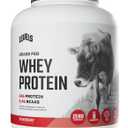 Levels Grass Fed Whey Protein Powder, No Artificials, 24G of Protein, Strawberry, 5LB | 24G of protein and 5.4G BCAAs per scoop, made with hormone-free dairy, zero junk, no fillers, no added sugar, certified clean (EXP 02/24/28)