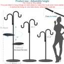 Upgraded 74" Shepherd's Hook Stand plantBird FeederWind Chime Hanger Stand, Waterproof Metal & Adjustable-Height Standing Pole Holder for Lantern and Wreath, Indoor & Outdoor2 Placement Racks)