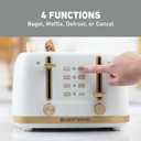 West Bend Timeless 4-Slice Toaster with 7 Browning Levels, Bagel/Waffle/Defrost Settings, High-Lift Lever, Anti-Jam, Easy-Clean Crumb Tray, 4-Slice, White/Gold