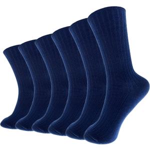 Hycome 6 Pairs Comfortable Casual Cotton Socks for Women, Girls and Students (fit women girls shoe size 5-9) (Navy Blue)