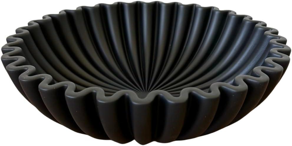 OAKOA Concrete Black Decorative Bowl for Home Decor - Black Bowl Decor - Modern Coffee Table Key Bowl for Entryway Table