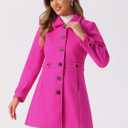 Allegra K Women's Winter Classic Outwear Overcoat with Pockets Single Breasted Pea Coat (Pink), Size Small