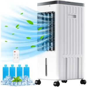 3-IN-1 Portable Air Conditioners, Evaporative Air Cooler w/Remote & 3 Speeds, Windowless Air Conditioner, 2 Gal Tank & 4 Ice Packs for 45H Cooling, Quiet Portable AC for Room Bedroom Office
