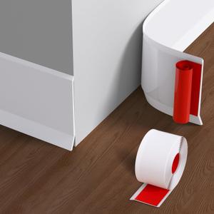 2 x Flexible Baseboard Molding Trim, 4 Inch x 20 Feet Vinyl Wall Base with 10% Wider Self-Adhesive Tape, Peel and Stick Cove Base, Rubber Wall Base Baseboard Trim for Garage, Living Room,Bathrooms, White