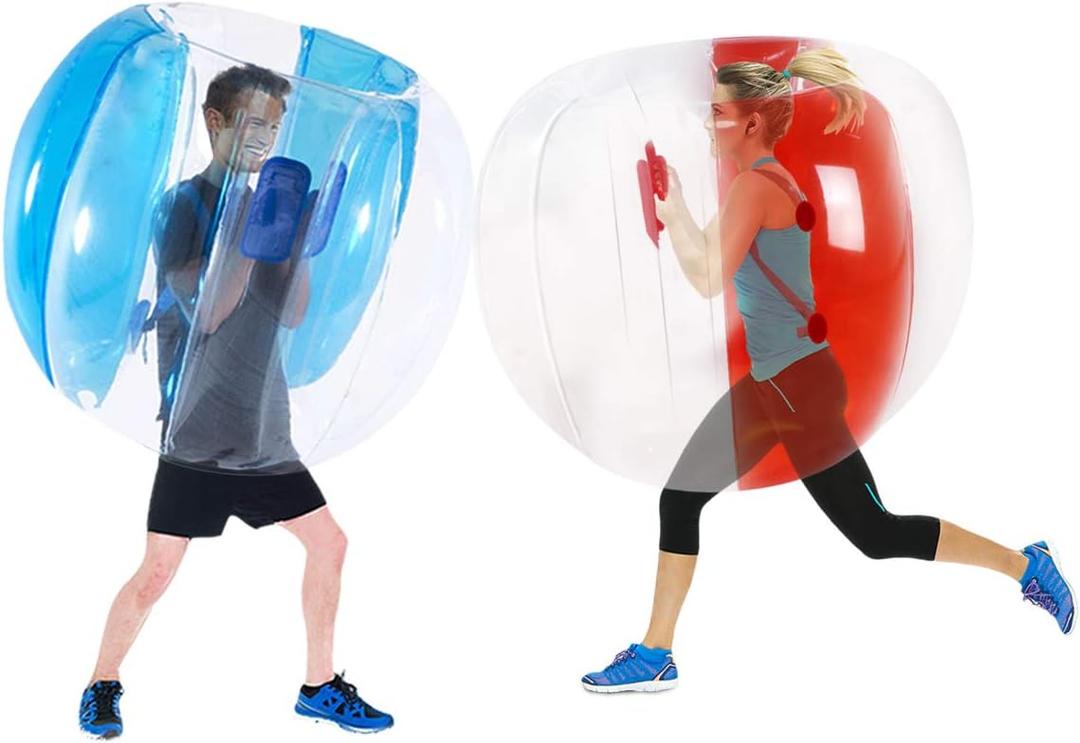 2 Pack Inflatable Bumper Balls for Adults (4ft/ 1.2m) Giant Sumo Balls Body Bumpers Balls Buddy Zorb Ball Outdoor Toys for Kids Yard Human Bubble Ball Hamster Ball(Red+Blue, 48inch)