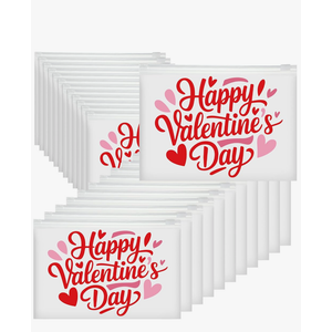 Kacctyen 100 Pack Happy Valentine's Day EVA Bags Bulk Galentine Reusable Clear Teacher Women Gift Pouches with Zipper Waterproof Bag for Candy Jewelry Bestie Galentine Gang Squad Party Supplies