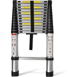 Telescoping Extension Ladder 14.5 FT, Folding Telescopic Aluminum Ladders, Lightweight Collapsible Ladder Step for RV Roof Attic Home, 330 LB Capacity (14.5 FT)