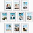 DecorUhome 4x6 Picture Frame Set of 10, Display Photos 3.5x5 with Mat or 4x6 Unmatted for Picture Frames Collage Wall Decor, Distressed White