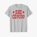 She Comin! Most Wanted Cowboy Cow Girl T-Shirt L