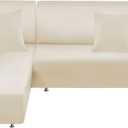 Couch Cover L Shape Sectional Sofa Cover 2-Piece Soft Stretch Sofa Slipcover Furniture Protector Couch Slipcover with 2Pcs Pillowcases (Sofa 3 Seater + 3 Seater, Milk White)