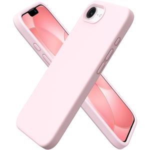 ORNARTO Compatible with iPhone 17e Case and for iPhone 16e Case 6.1", Liquid Silicone 3 Layers Full Covered Soft Gel Rubber Shockproof Cover, Protective Phone Cases for 16e & 17e-Chalk Pink