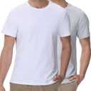 wirarpa Men's Cotton Undershirts Tee Short Sleeve Crew Neck Classic T-Shirt for Men 2 Pack (White, L)