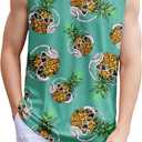 American Trends Mens Tank Tops Beach Summer Sleeveless Tee Shirts Hawaiian Muscle Graphic Tank Tops for Men (Medium, Pineapple (Blue))