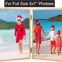 Gold 5x7'' Double Floating Frame For Photo Sizes 3.5 x5'', 4x6'',5x7''Gold Plated Metal double Photo Frames For Counter Shelf Display,Gift Choice for Wedding,Thanksgiving,Home or Office Decor.