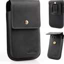 Topstache Leather Cell Phone Holster for iPhone 17/16/15 Pro Max & Plus - Magnetic Closure Cell Phone Case with Belt Clip - Leather Belt Pouch for Galaxy S25/S24/S23 Ultra & Plus, XL,Black