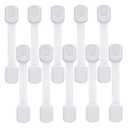 Goodv Child Safety Cabinet Locks - (10 Pack) Baby Proofing Latches to Drawer Door Fridge Oven Toilet Seat Kitchen Cupboard Appliance Trash Can with 3M Adhesive - Adjustable Strap No Drill No Tool (White)