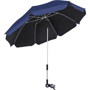 Blissun Chair Umbrella with Clamp, Adjustable Umbrellas for Chair, UPF50+ Sun Shade Umbrella for Beach Chair, Wheelchair, Camping Chair, Patio Chair, Golf Carts, 1 Pack, Navy Blue