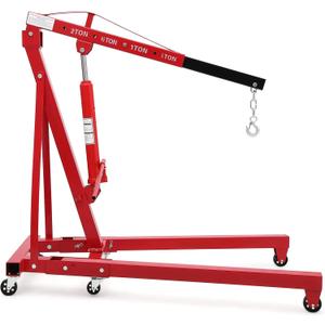 2 Ton Folding Hydraulic Engine Hoist, Folding Engine Shop Crane Hoist Lift, Heavy Cherry Picker with 6 Wheels for Garage, Workshop,Cherry