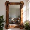 Vercraft Rustic Mirror for Bathroom, Wooden Framed Farmhouse Mirror, Wall Mount Farmhouse Rectangle Decorative Brown Vintage Mirrors for Bathroom Vanity, Bedroom, Entryway, Living Room(20 x 30 Inch)