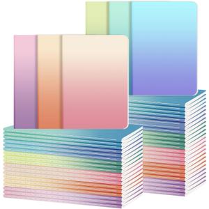 Ddaowanx Kraft Notebooks, Journals in Bulk, Lined Paper, 72 Pages, 36 Sheets, 80GSM, 8.3x5.5 Inch, A5 Size, Travel Writing Notebook for Office School Supplies (Lined-48pack, Gradient)