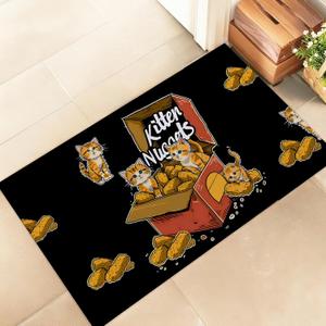 Kitten Nuggets Indoor Door Mat, Stylish 17x29.5in Non-Woven Fabric Floor Doormat with Funny Cartoon Cat in Box,Animal Lover Doormats, for Porch Insider,Bedroom,Living Room, Decor Rug Gifts