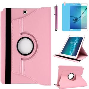 Case for Samsung Galaxy Tab A 9.7 inch 2015 (SM-T550 T555 SM-P550 P555) - 360 Degree Rotating Stand Case Smart Protective Cover,with Stylus Pen,Screen Film (Pink)