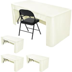 HolidayIdeas Open Back Fitted Tableclothss for 6 Foot Rectangle Table, Wrinkle Resistant Washable Table Covers 72x30 Inch for Craft Fairs, Banquets, Trade Show Display, Beige,4 Pcs