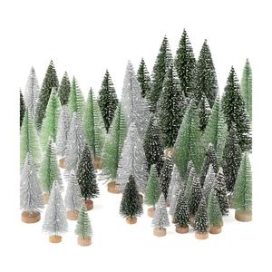 30Pcs Christmas Decorations Mini Christmas Trees, Artificial Christmas Tree Bottle Brush Trees with Wooden Base for Christmas Decor Christmas Party Home Table Craft