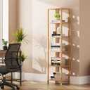 TUTOTAK Bookshelf, 6-Tier Tall Book Shelf, Narrow Bookcase for Small Space, DIY Stackable Bookshelf, for Living Room, Office, Study, Entryway, Industrial, Natural BS01BN006 (6-Tier(10.7 x 14.5 x 65.3 Inches))