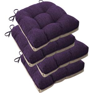 ELFJOY Chair Cushions for Dining Chairs Set of 4 Office Chair Cushion 18x18x3 Inches Kitchen Chair Pads Soft and Comfortable Seat Cushion with Ties and Non Slip Backing, Purple