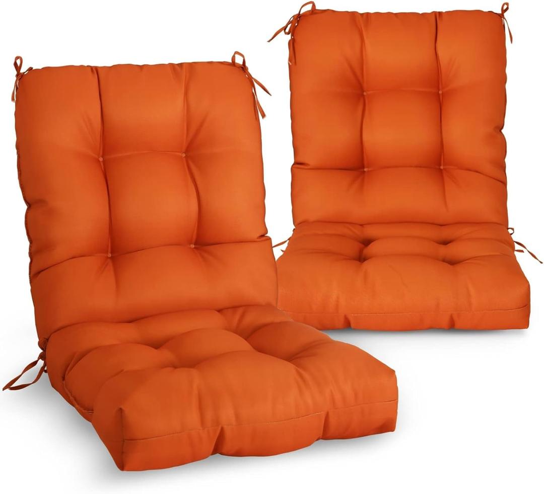 EAGLE PEAK Tufted Outdoor/Indoor Seat/Back Chair Cushions, Set of 2, 42'' x 21'', Burnt Orange