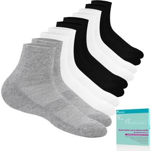 Diabetic Socks for Women Men,5 Pairs Non Binding Diabetic Ankle Wide Stretchy Loose Seamless Socks 7-9 9-11 (Large, Black/White/Grey)