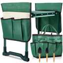 Koutop Garden Kneeler and Seat, 2-in-1 Garden Stool with 10" Wide Soft Knee Pads, Heavy-Duty Foldable Gardening Bench Chair with 2 Tool Pouches, Gardening Gifts for Women Men Seniors Mom