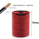 VIABRICO 18Gauge 200FT Electrical Wire Cable 2 Conductors Red Black Hookup LED Lighting Strips Flexible Extension Cord 18AWG Copper Clad Aluminum 12V/24V DC 61M