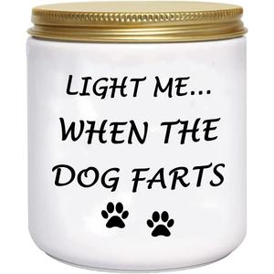 BFJLIFE Funny Gifts for Women Unique Dog Mom Dog Lovers Christmas Birthday Gifts for Her Sister Best Friend Girlfriend Wife Stocking Stuffers Light Me When Farts Lavender Scented Soy Candles
