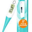 Boncare 10 Seconds Oral Thermometer for Adults and Kids - Accurate & Safe Rectal Thermometer for Baby with Fever Alarm, Digital Thermometer (Blue Green)