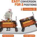 Timber Ridge 350L Extra Large Collapsible Folding Wagon Carts with Brake, Heavy Duty Outdoor Camping Utility Wagons with Extended Height, Adjustable Handle, Cup Holders, Side Bag(Orange)