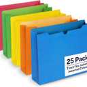 Enday 2 Inch File Jackets (25 Pack)- Assorted Colors Expandable File Folders - Straight Cut Tab - Letter Size Jacket Folders for Home & Office, Pocket File Folders in Red, Yellow, Blue, Green & Orange