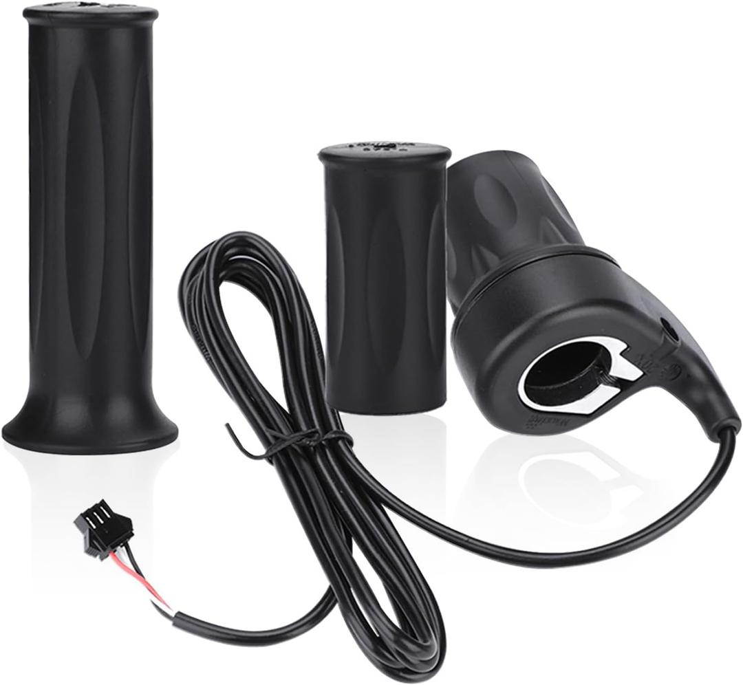 Ebike Throttle, 1 Pair 3 Wires Universal Electric Bike E-Bike Twist Throttle Handle Right Scooter Speed Control Twist Throttle with Cable for 22.5mm Handlebar