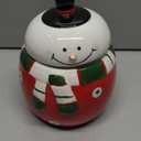 Christmas Snowman Ceramic Cookie Jar  Large Holiday Treat Storage Container with Lid  Festive Kitchen Countertop Decoration
