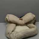 Calming Dog Bed for Medium Dogs,All-Season Leather,Non-Slip One-Key Detachable Washable Dog Bed for Dogs Cat Pet Beds with Sides and Cover (White, Medium)