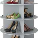 SpaceAid 6 Tier Rotating Shoe Rack Tower, Spinning Shoe Display Lazy Susan, Revolving 360 Shoe Rack Storage Round Carousel, Vertical Handbag Rotate Shoes Closet Organization (6-Tier Gray)